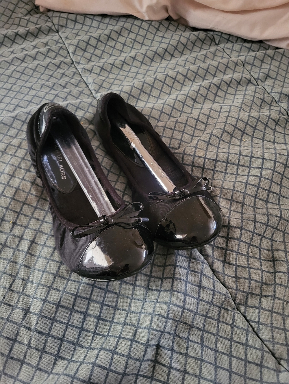 Michael Kors Black Patent Toe Bow Ballet Flats